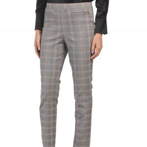 Jones New York Stretch Slim Plaid Ankle Pants New Large
